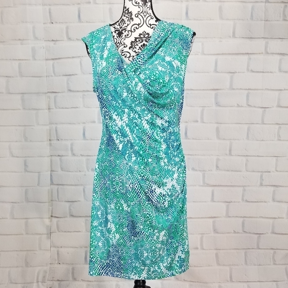 George size s stretch sleeveless dress geo print